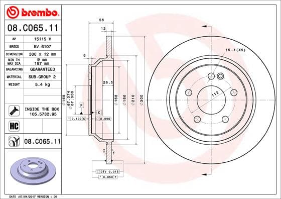 BREMBO Brzdový kotúč 08C06511 1
