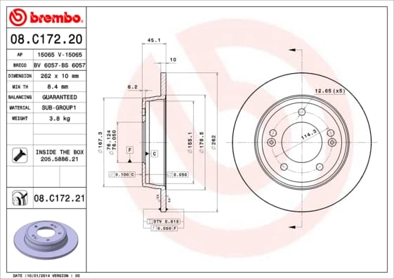 BREMBO Brzdový kotúč 08C17221 1