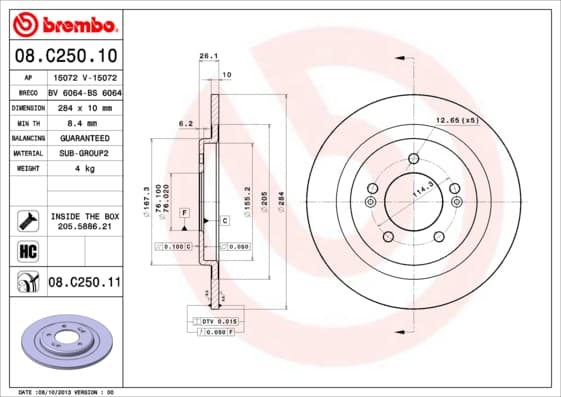 BREMBO Brzdový kotúč 08C25011 1