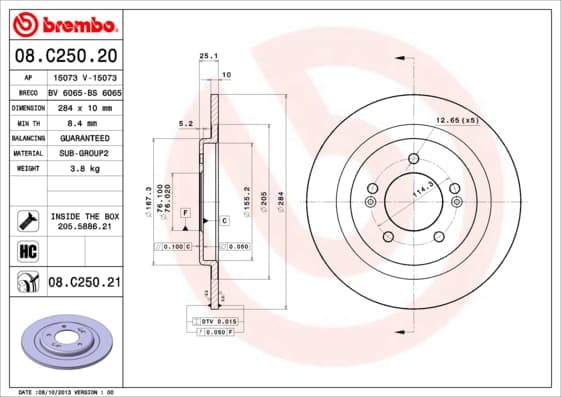 BREMBO Brzdový kotúč 08C25021 1