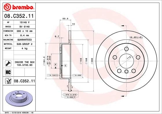 BREMBO Brzdový kotúč 08C35211 1