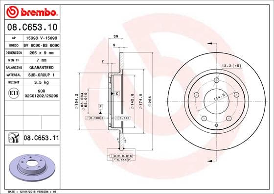 BREMBO Brzdový kotúč 08C65311 1