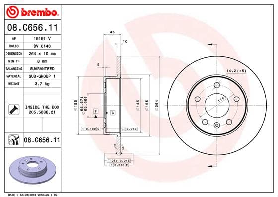 BREMBO Brzdový kotúč 08C65611 1