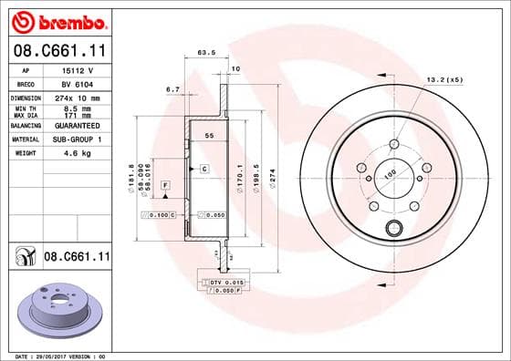 BREMBO Brzdový kotúč 08C66111 1