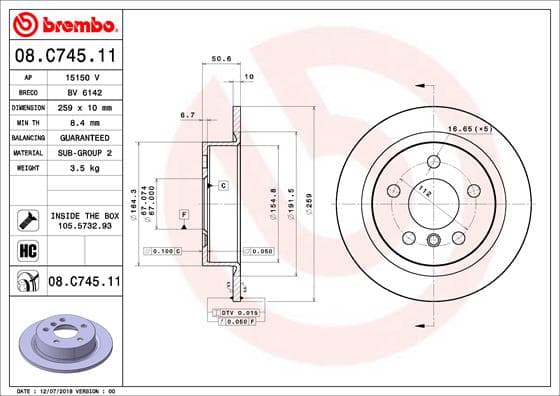 BREMBO Brzdový kotúč 08.C745.11 1