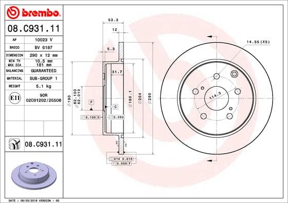 BREMBO Brzdový kotúč 08.C931.11 1