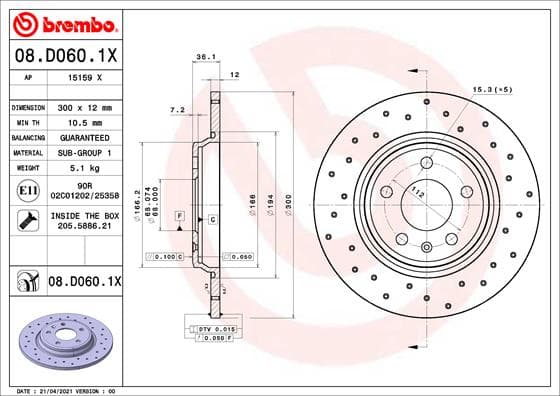 BREMBO Brzdový kotúč 08.D060.1X 1