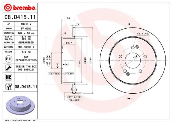 BREMBO Brzdový kotúč 08.D415.11 1