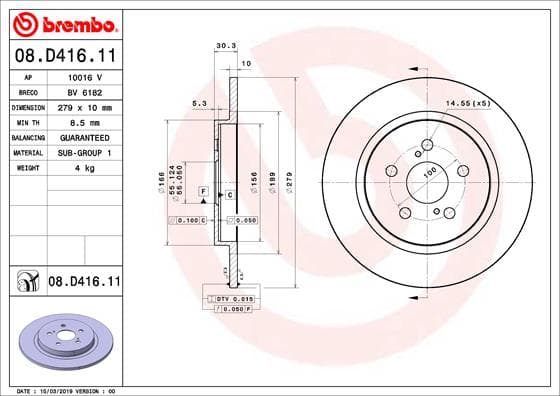 BREMBO Brzdový kotúč 08D41611 1
