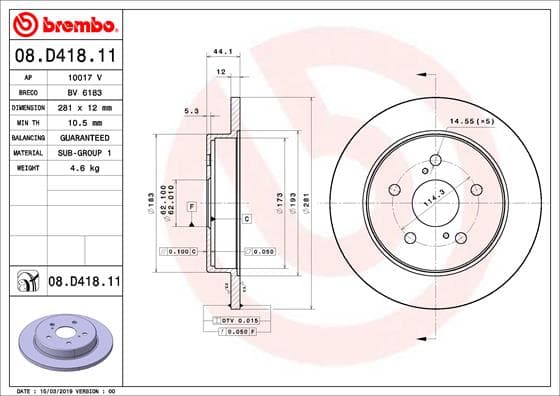 BREMBO Brzdový kotúč 08.D418.11 1