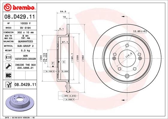 BREMBO Brzdový kotúč 08.D429.11 1