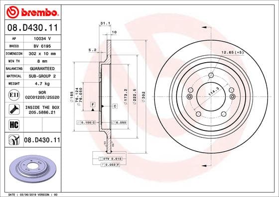 BREMBO Brzdový kotúč 08.D430.11 1