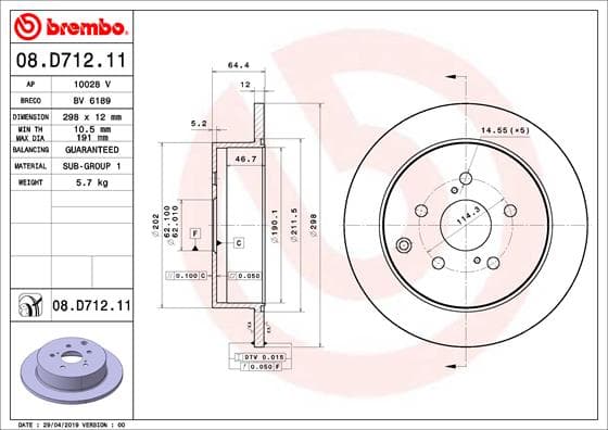 BREMBO Brzdový kotúč 08D71211 1