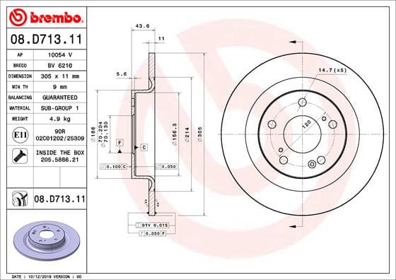 BREMBO Brzdový kotúč 08D71311 1