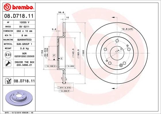 BREMBO Brzdový kotúč 08.D718.11 1