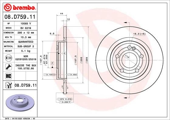 BREMBO Brzdový kotúč 08.D759.11 1