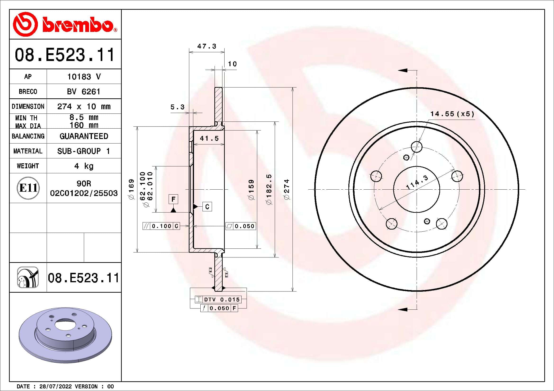 BREMBO Brzdový kotúč 08E52311 1