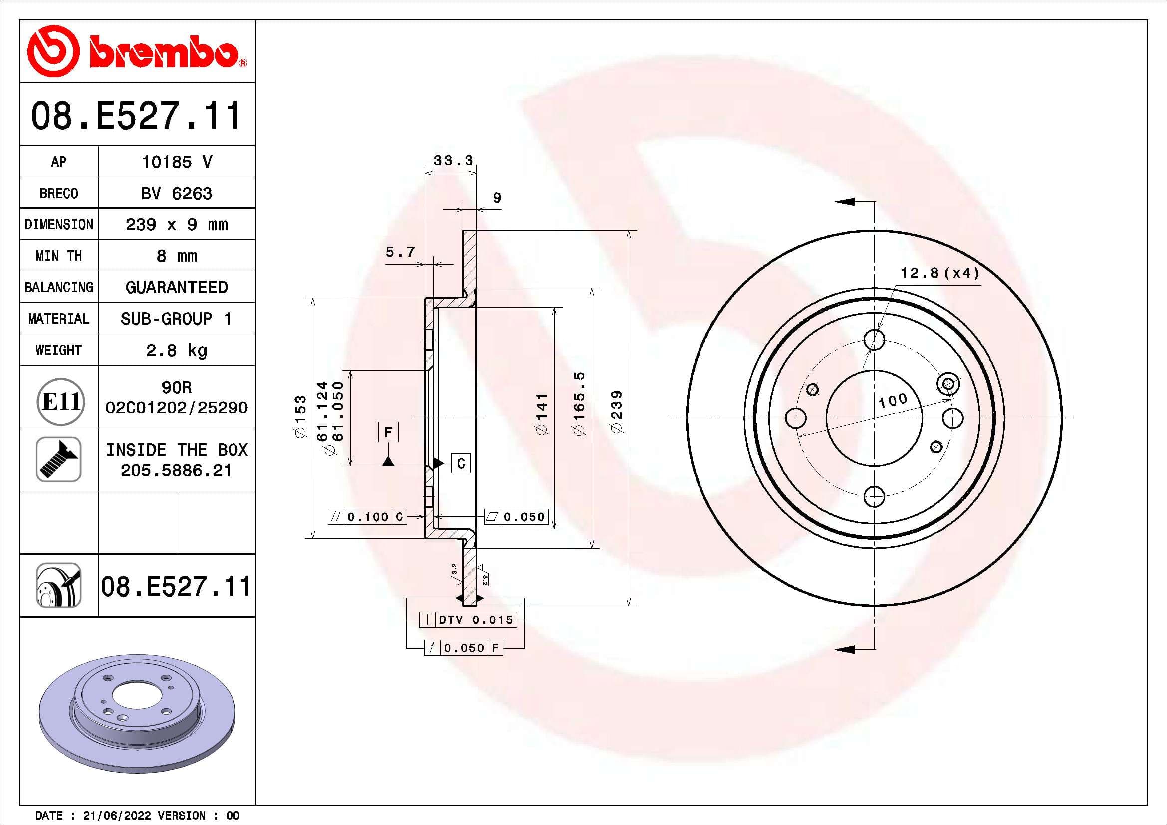 BREMBO Brzdový kotúč 08E52711 1