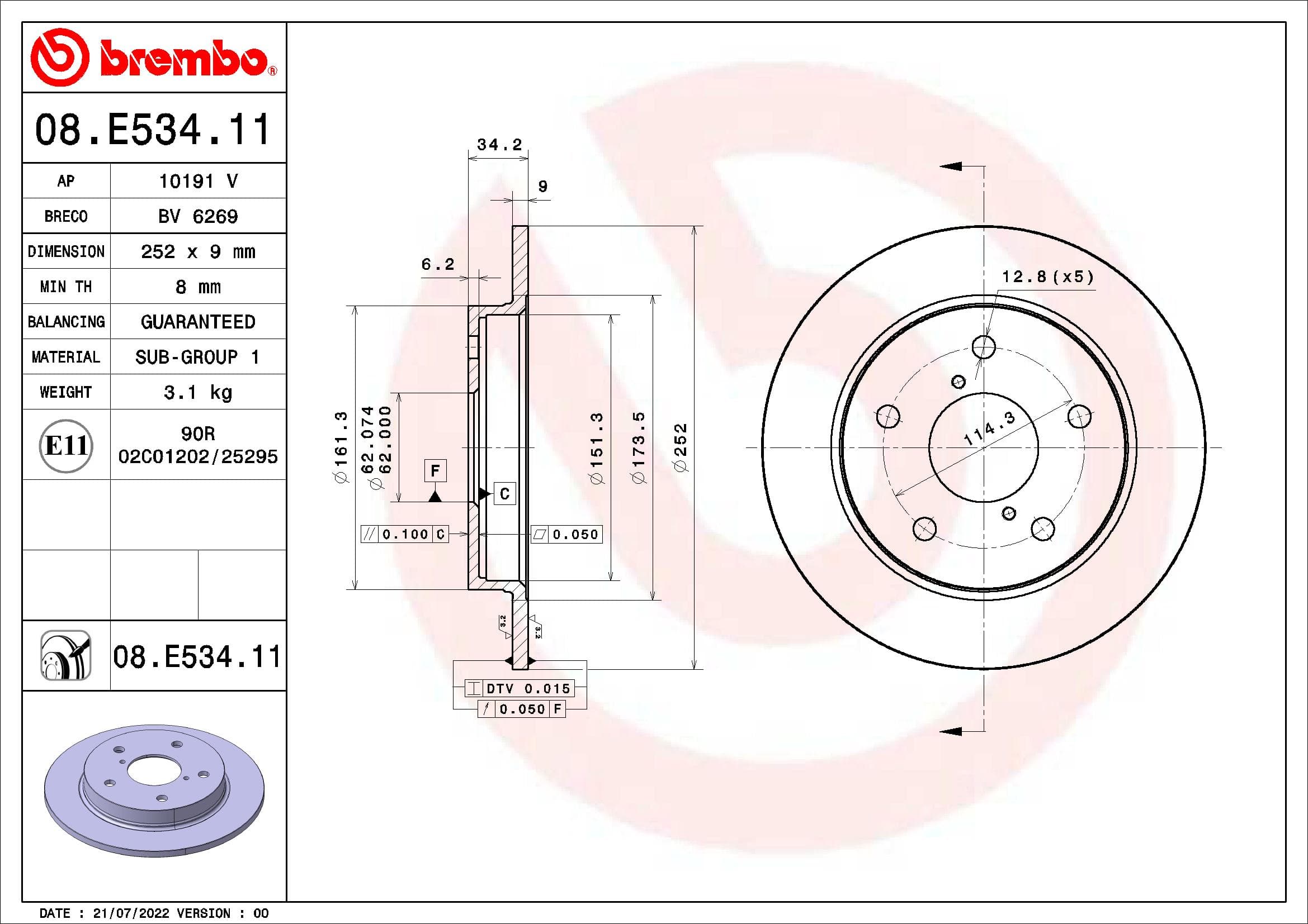 BREMBO Brzdový kotúč 08E53411 1