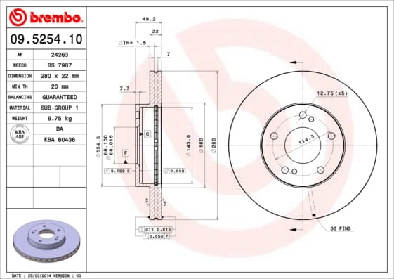 BREMBO Brzdový kotúč 09525410 1