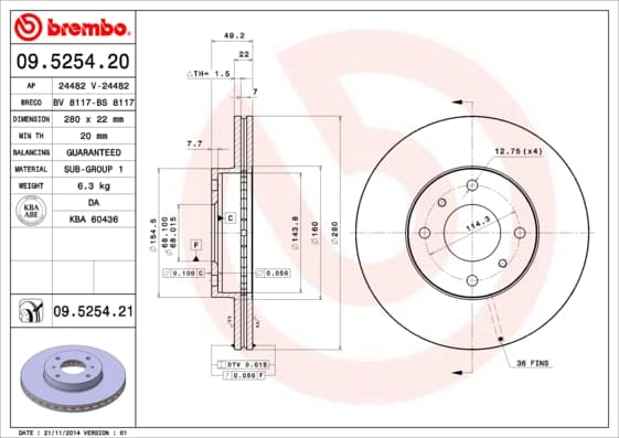 BREMBO Brzdový kotúč 09525421 1