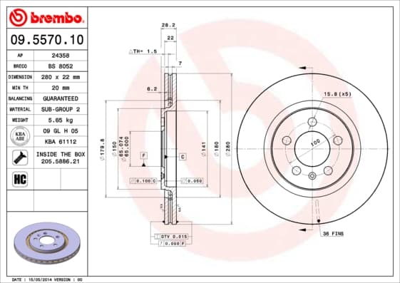 BREMBO Brzdový kotúč 09557010 1