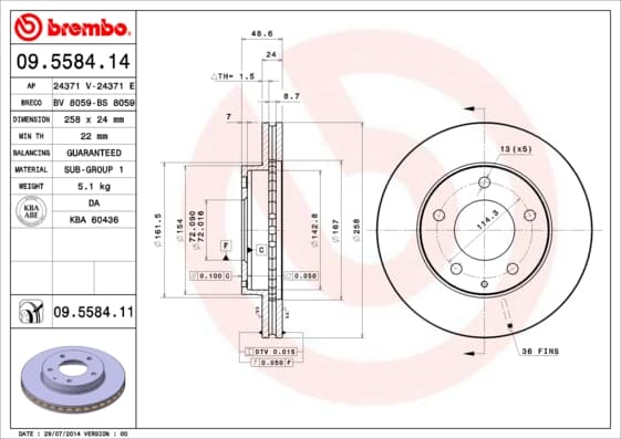BREMBO Brzdový kotúč 09558411 1