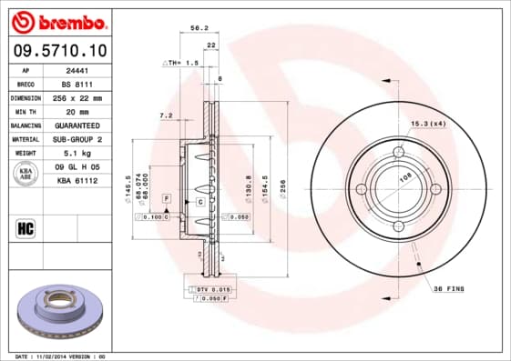 BREMBO Brzdový kotúč 09571010 1