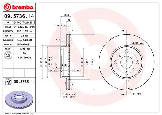 BREMBO Brzdový kotúč 09573611 1