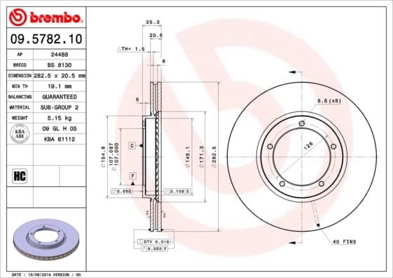 BREMBO Brzdový kotúč 09578210 1