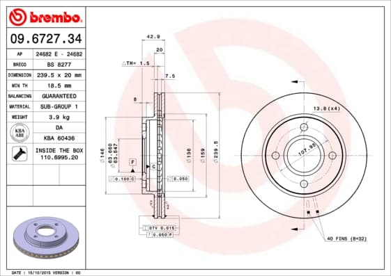 BREMBO Brzdový kotúč 09672734 1