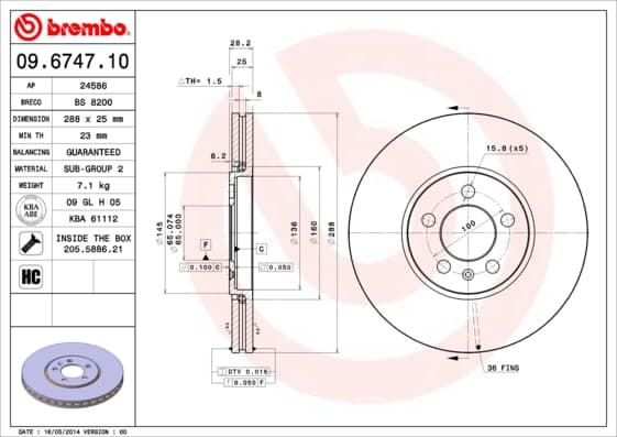 BREMBO Brzdový kotúč 09674710 1