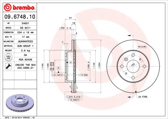 BREMBO Brzdový kotúč 09674810 1