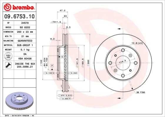 BREMBO Brzdový kotúč 09675310 1