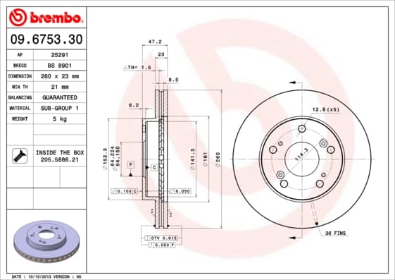 BREMBO Brzdový kotúč 09675330 1