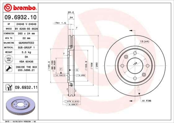 BREMBO Brzdový kotúč 09693210 1