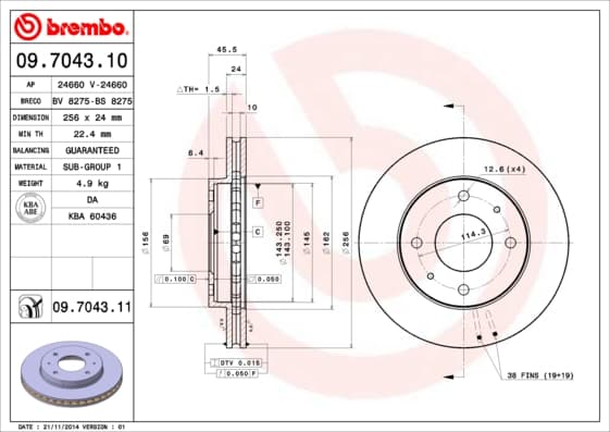 BREMBO Brzdový kotúč 09704311 1
