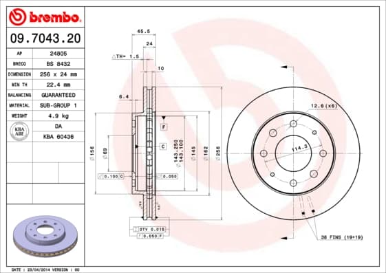 BREMBO Brzdový kotúč 09704320 1