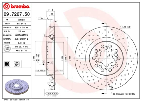 BREMBO Brzdový kotúč 09726750 1