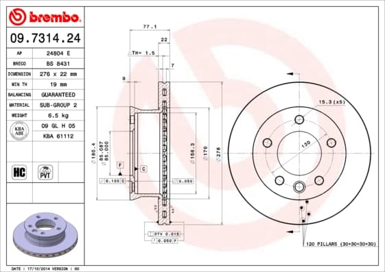 BREMBO Brzdový kotúč 09731424 1