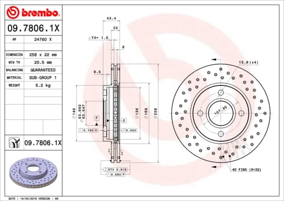 BREMBO Brzdový kotúč 0978061X 1
