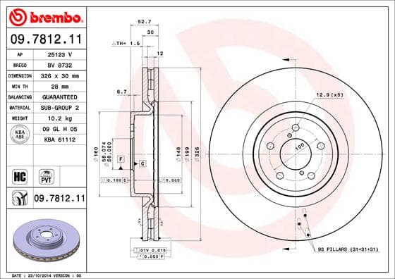 BREMBO Brzdový kotúč 09781211 1