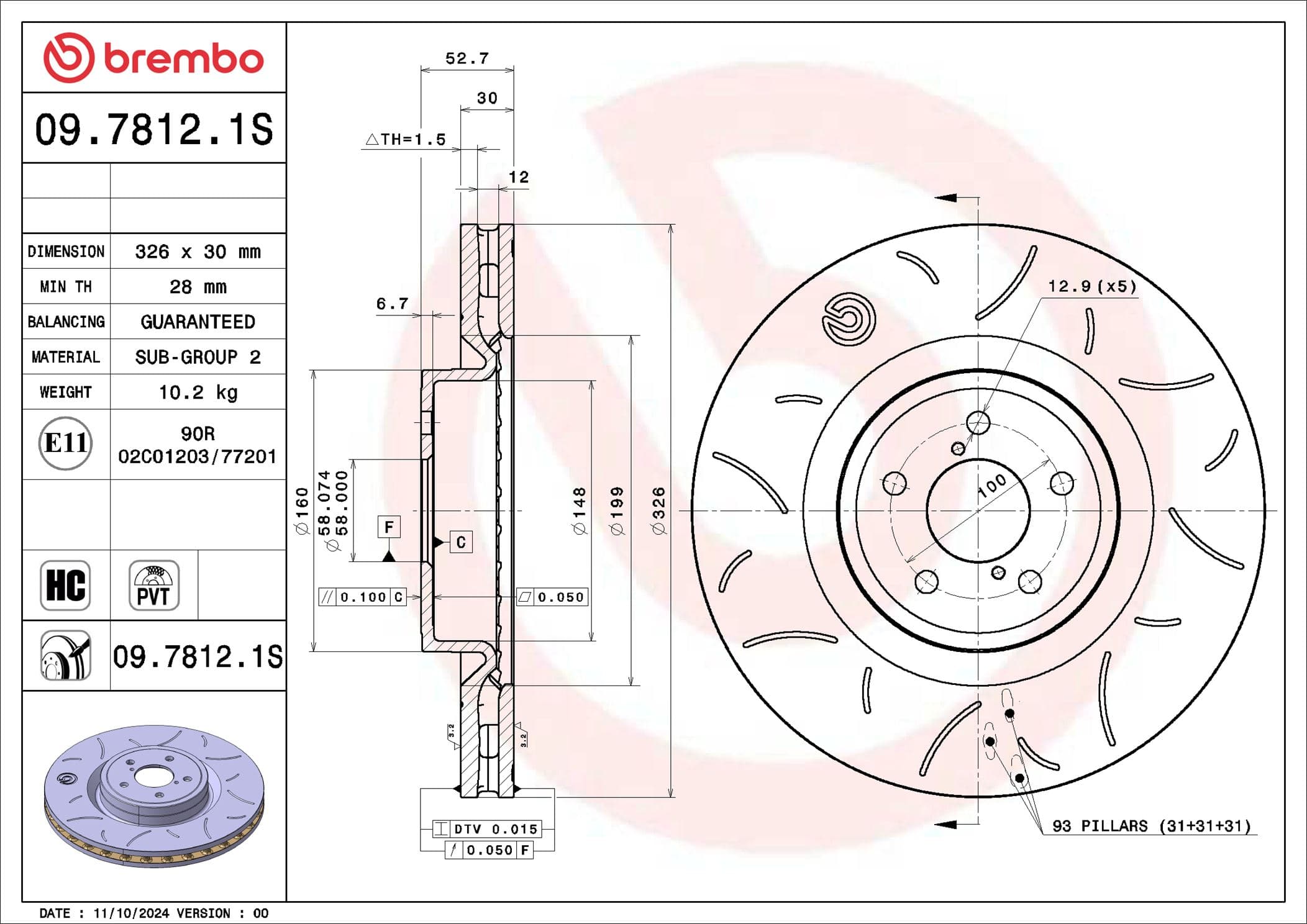 BREMBO Brzdový kotúč 09.7812.1S 1