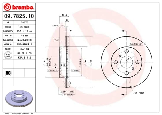 BREMBO Brzdový kotúč 09782510 1