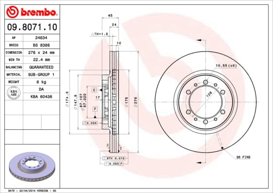 BREMBO Brzdový kotúč 09807111 1