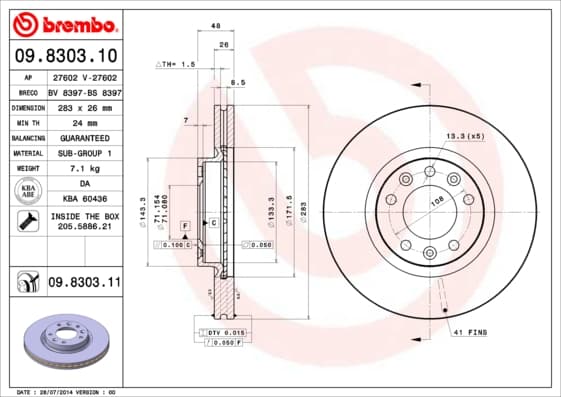 BREMBO Brzdový kotúč 09830311 1