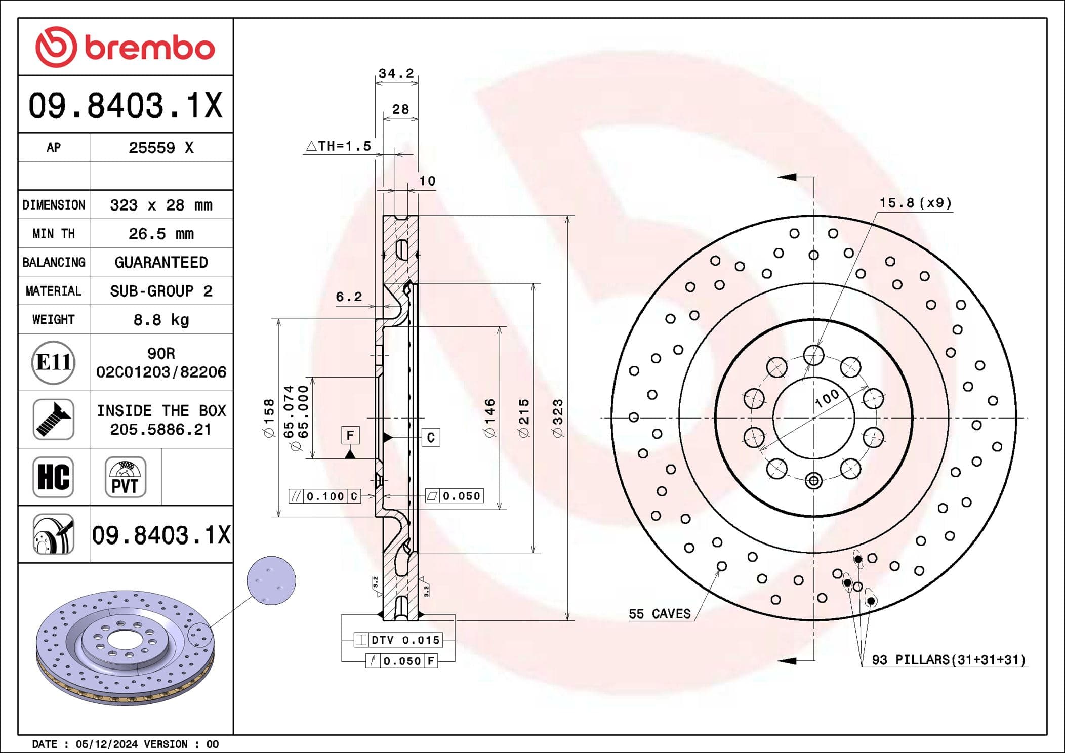 BREMBO Brzdový kotúč 09.8403.1X 1