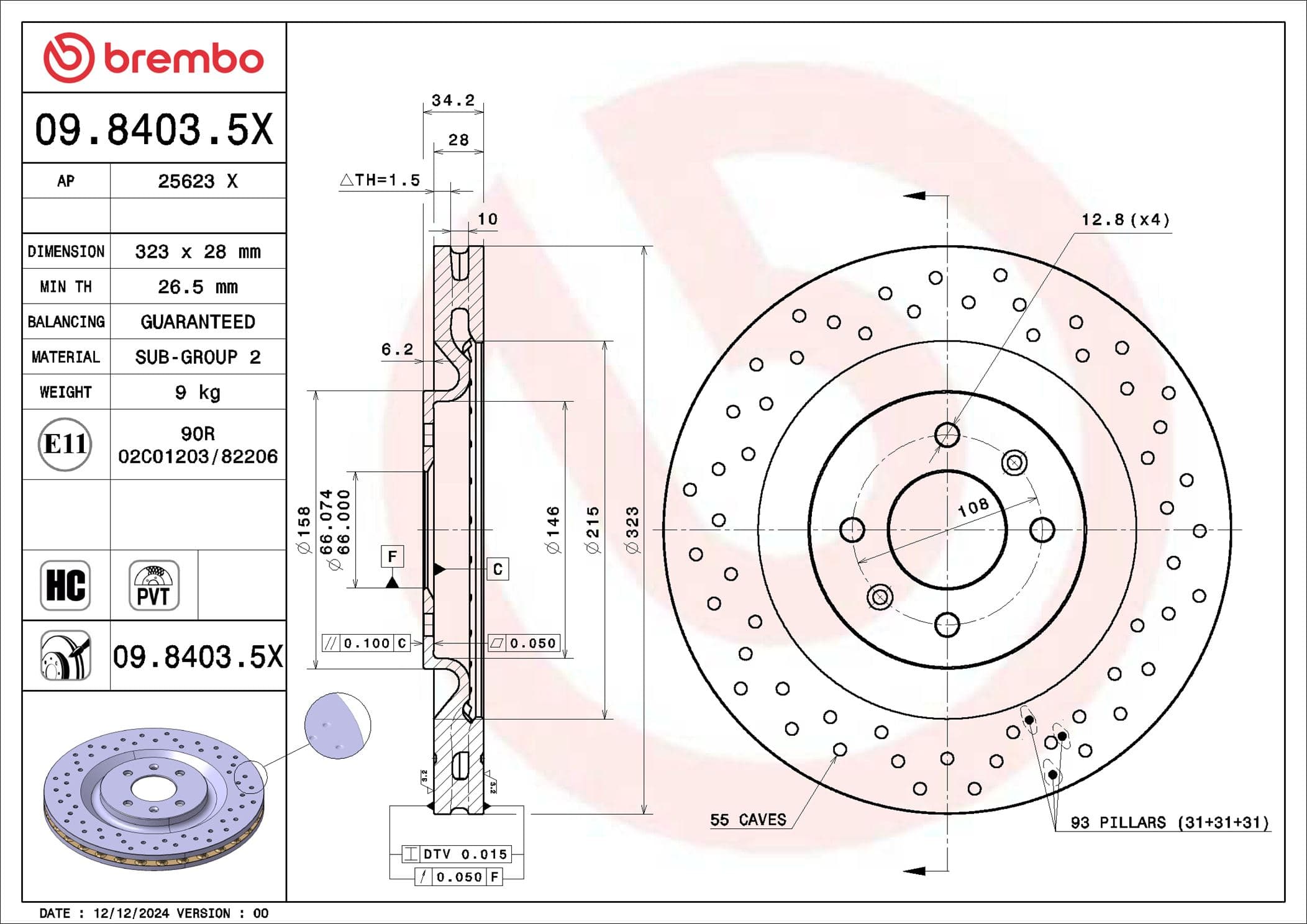 BREMBO Brzdový kotúč 09.8403.5X 1