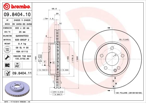 BREMBO Brzdový kotúč 09840411 1