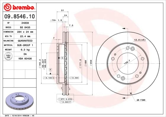 BREMBO Brzdový kotúč 09854610 1